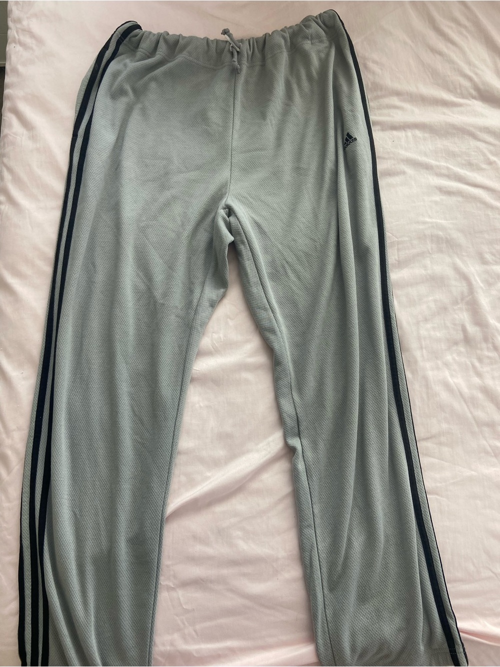 Adidas Light Gray Joggers with Black Side Stripes